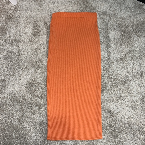 21 Saints orange midi to full ribbed skirt size small w/ lots of stretch - Picture 2 of 7